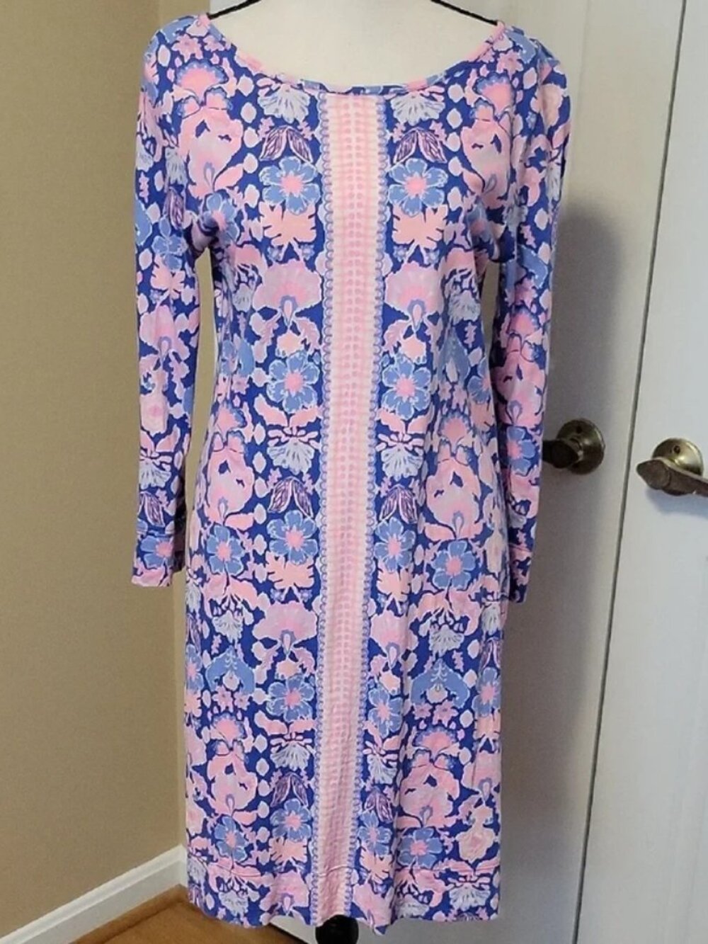 Lilly Pulitzer Marlowe Iris Floral Pima Cotton 3/4 Sleeve Dress M